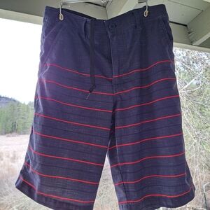 Men's Navy and Red Striped Shorts 30